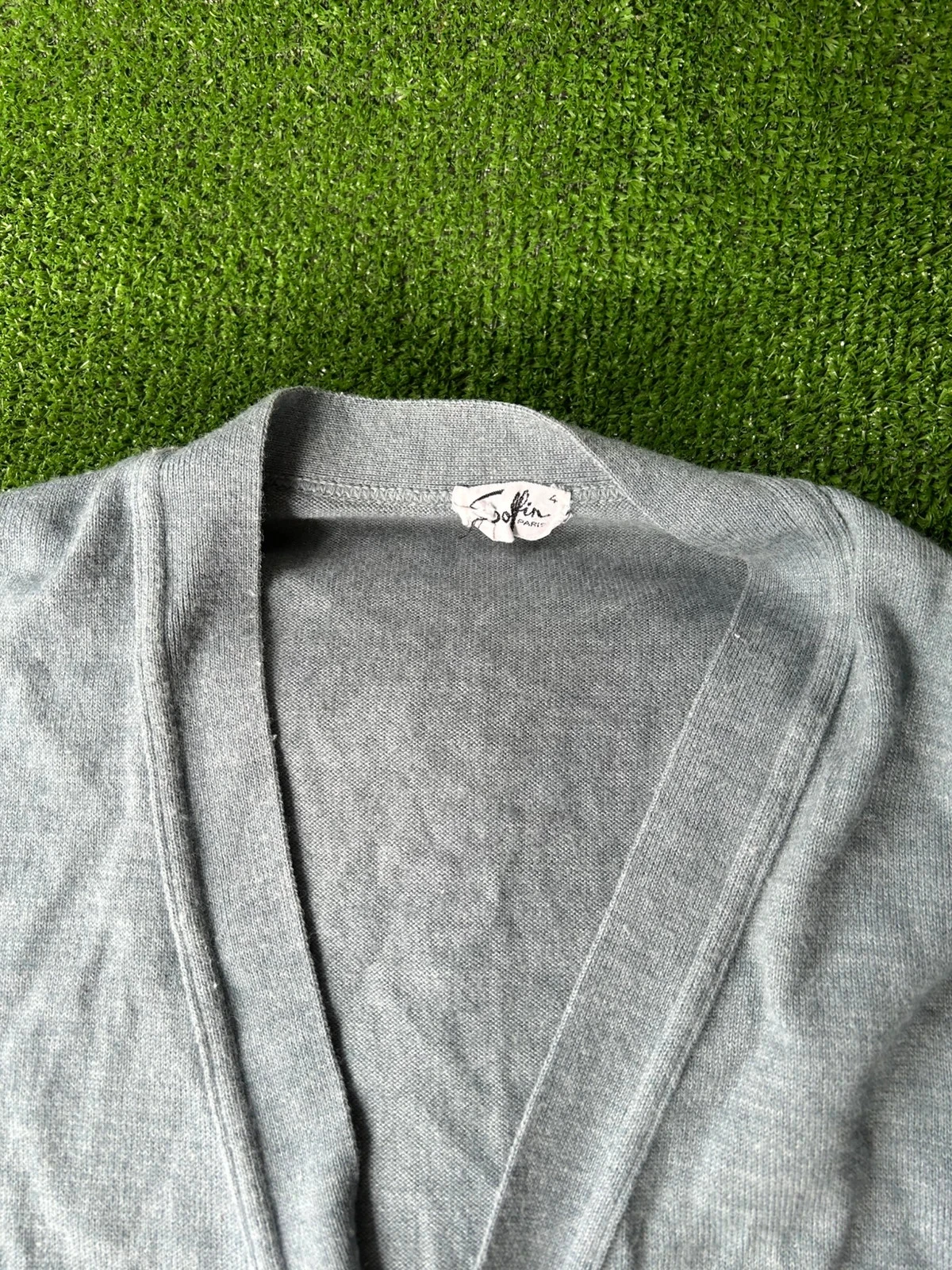 Cardigan gris vintage de lana peinada talla 4 / L – photo 5